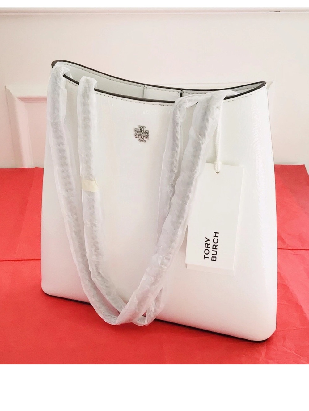 Tory Burch Rory NS Chain Tote Solid Cirrus Cloud/Silver NWT